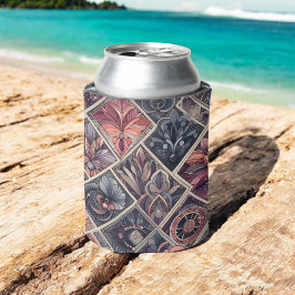 Dunkle Romance Burgund Art Deco Blumen Sommer Dosenkühler