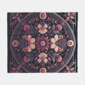 Dunkle Romance Burgund Art Deco Blumen Sommer Fleecedecke (Vorderseite (Horizontal))