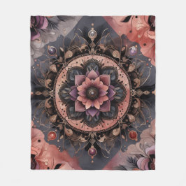 Dunkle Romance Burgund Art Deco Blumen Sommer Fleecedecke