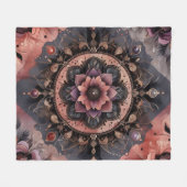 Dunkle Romance Burgund Art Deco Blumen Sommer Fleecedecke (Vorderseite (Horizontal))