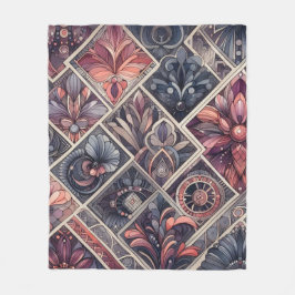 Dunkle Romance Burgund Art Deco Blumen Sommer Fleecedecke