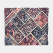 Dunkle Romance Burgund Art Deco Blumen Sommer Fleecedecke (Vorderseite (Horizontal))