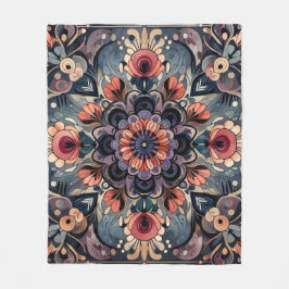 Dunkle Romance Burgund Art Deco Blumen Sommer Fleecedecke