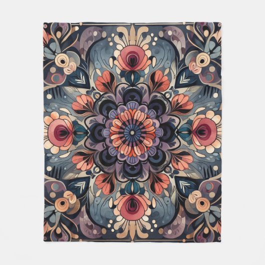 Dunkle Romance Burgund Art Deco Blumen Sommer Fleecedecke (Vorderseite)