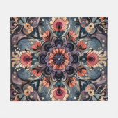 Dunkle Romance Burgund Art Deco Blumen Sommer Fleecedecke (Vorderseite (Horizontal))