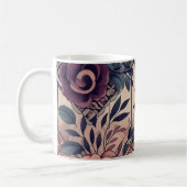 Dunkle Romance Burgund Art Deco Blumen Sommer Kaffeetasse (Links)