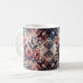 Dunkle Romance Burgund Art Deco Blumen Sommer Kaffeetasse (Vorderseite Links)