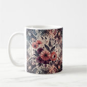 Dunkle Romance Burgund Art Deco Blumen Sommer Kaffeetasse (Links)