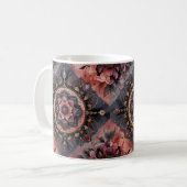 Dunkle Romance Burgund Art Deco Blumen Sommer Kaffeetasse (Vorderseite Links)