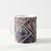 Dunkle Romance Burgund Art Deco Blumen Sommer Kaffeetasse (Vorderseite Links)