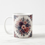 Dunkle Romance Burgund Art Deco Blumen Sommer Kaffeetasse (Links)