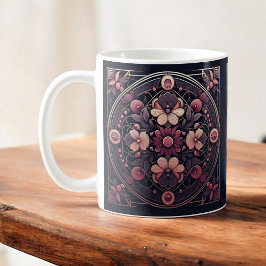 Dunkle Romance Burgund Art Deco Blumen Sommer Kaffeetasse