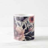 Dunkle Romance Burgund Art Deco Blumen Sommer Kaffeetasse (Mittel)