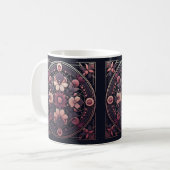 Dunkle Romance Burgund Art Deco Blumen Sommer Kaffeetasse (Vorderseite Links)