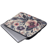 Dunkle Romance Burgund Art Deco Blumen Sommer Laptopschutzhülle (Vorne Knopf)