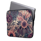 Dunkle Romance Burgund Art Deco Blumen Sommer Laptopschutzhülle (Vorderseite Links)