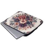 Dunkle Romance Burgund Art Deco Blumen Sommer Laptopschutzhülle (Vorne Knopf)