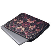 Dunkle Romance Burgund Art Deco Blumen Sommer Laptopschutzhülle (Vorne Knopf)