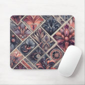 Dunkle Romance Burgund Art Deco Blumen Sommer Mousepad (Mit Mouse)