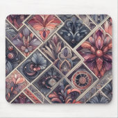 Dunkle Romance Burgund Art Deco Blumen Sommer Mousepad (Vorne)