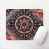Dunkle Romance Burgund Art Deco Blumen Sommer Mousepad (Mit Mouse)