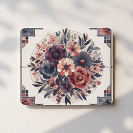 Dunkle Romance Burgund Art Deco Blumen Sommer Mousepad