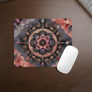 Dunkle Romance Burgund Art Deco Blumen Sommer Mousepad