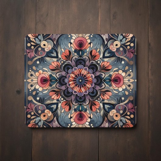 Dunkle Romance Burgund Art Deco Blumen Sommer Mousepad