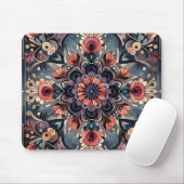 Dunkle Romance Burgund Art Deco Blumen Sommer Mousepad (Mit Mouse)
