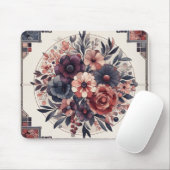 Dunkle Romance Burgund Art Deco Blumen Sommer Mousepad (Mit Mouse)