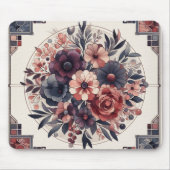 Dunkle Romance Burgund Art Deco Blumen Sommer Mousepad (Vorne)