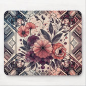 Dunkle Romance Burgund Art Deco Blumen Sommer Mousepad (Vorne)
