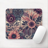 Dunkle Romance Burgund Art Deco Blumen Sommer Mousepad (Mit Mouse)