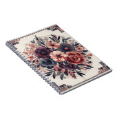 Dunkle Romance Burgund Art Deco Blumen Sommer Notizblock (Rechte Seite)