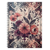 Dunkle Romance Burgund Art Deco Blumen Sommer Notizblock (Vorderseite)