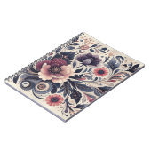 Dunkle Romance Burgund Art Deco Blumen Sommer Notizblock (Linke Seite)