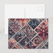 Dunkle Romance Burgund Art Deco Blumen Sommer Postkarte (Vorne/Hinten)