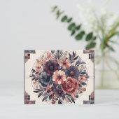 Dunkle Romance Burgund Art Deco Blumen Sommer Postkarte (Stehend Vorderseite)
