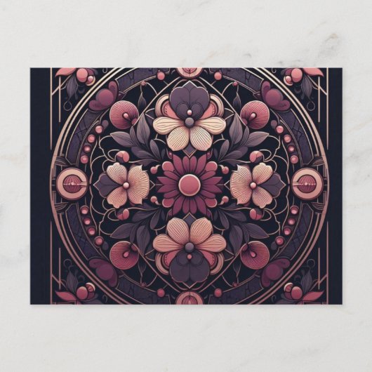 Dunkle Romance Burgund Art Deco Blumen Sommer Postkarte (Vorderseite)