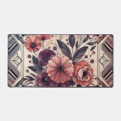 Dunkle Romance Burgund Art Deco Blumen Sommer Schreibtischunterlage (Vorderseite)