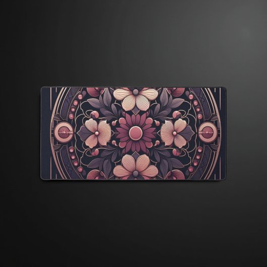 Dunkle Romance Burgund Art Deco Blumen Sommer Schreibtischunterlage