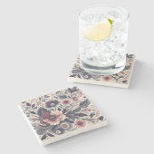 Dunkle Romance Burgund Art Deco Blumen Sommer Steinuntersetzer (Seitenansicht)