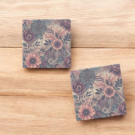 Dunkle Romance Burgund Art Deco Blumen Sommer Steinuntersetzer