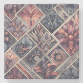 Dunkle Romance Burgund Art Deco Blumen Sommer Steinuntersetzer (Vorderseite)