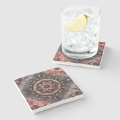 Dunkle Romance Burgund Art Deco Blumen Sommer Steinuntersetzer (Seitenansicht)