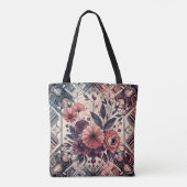 Dunkle Romance Burgund Art Deco Blumen Sommer Tasche (Rückseite)