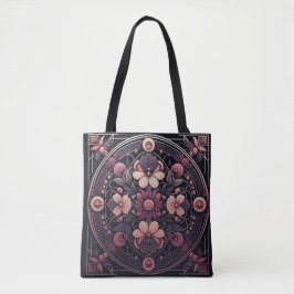 Dunkle Romance Burgund Art Deco Blumen Sommer Tasche