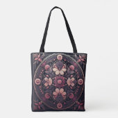 Dunkle Romance Burgund Art Deco Blumen Sommer Tasche (Rückseite)