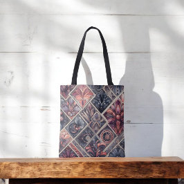 Dunkle Romance Burgund Art Deco Blumen Sommer Tasche