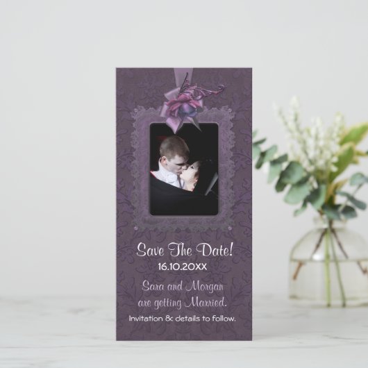 Dunkle Romance Hochzeit speichern das Datum Save The Date (Stehend Vorderseite)
